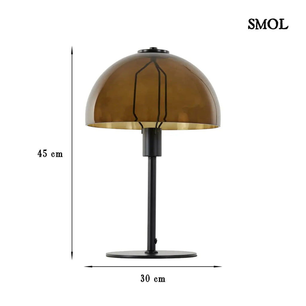 Modern Üvegbúrás Asztali Lámpa – barna| MELBA | SMOL - méretekkel