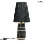 NAXOS, fekete, terrakotta asztali lámpa rattannal, 57 cm - smol.hu - fehér háttérrel