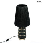 NAXOS, fekete, terrakotta asztali lámpa rattannal, 57 cm - smol.hu - oldalról
