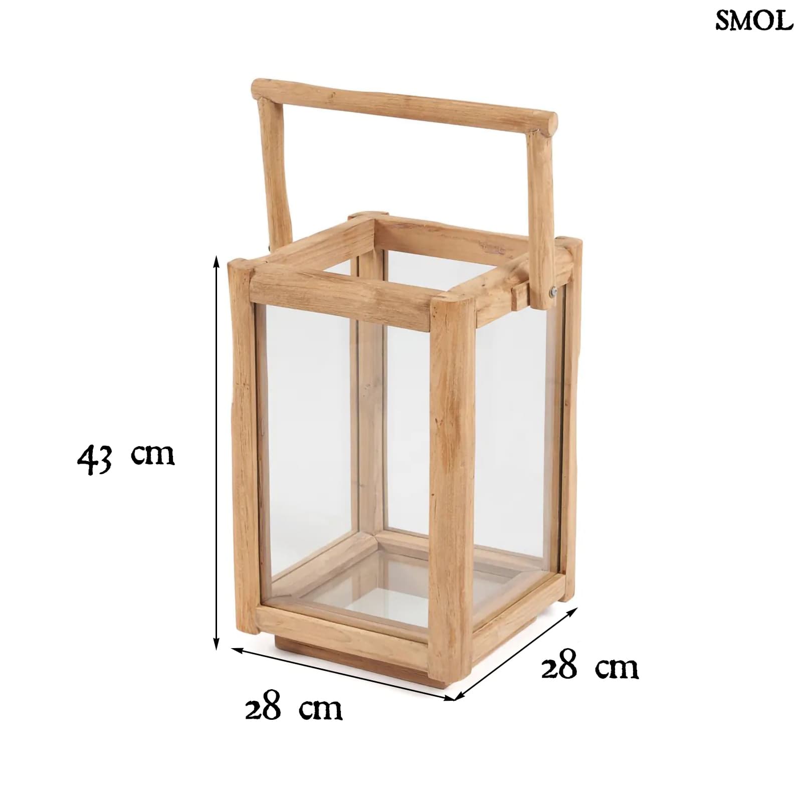 NUSAS, fa, szögletes lámpás, 43 cm - smol.hu