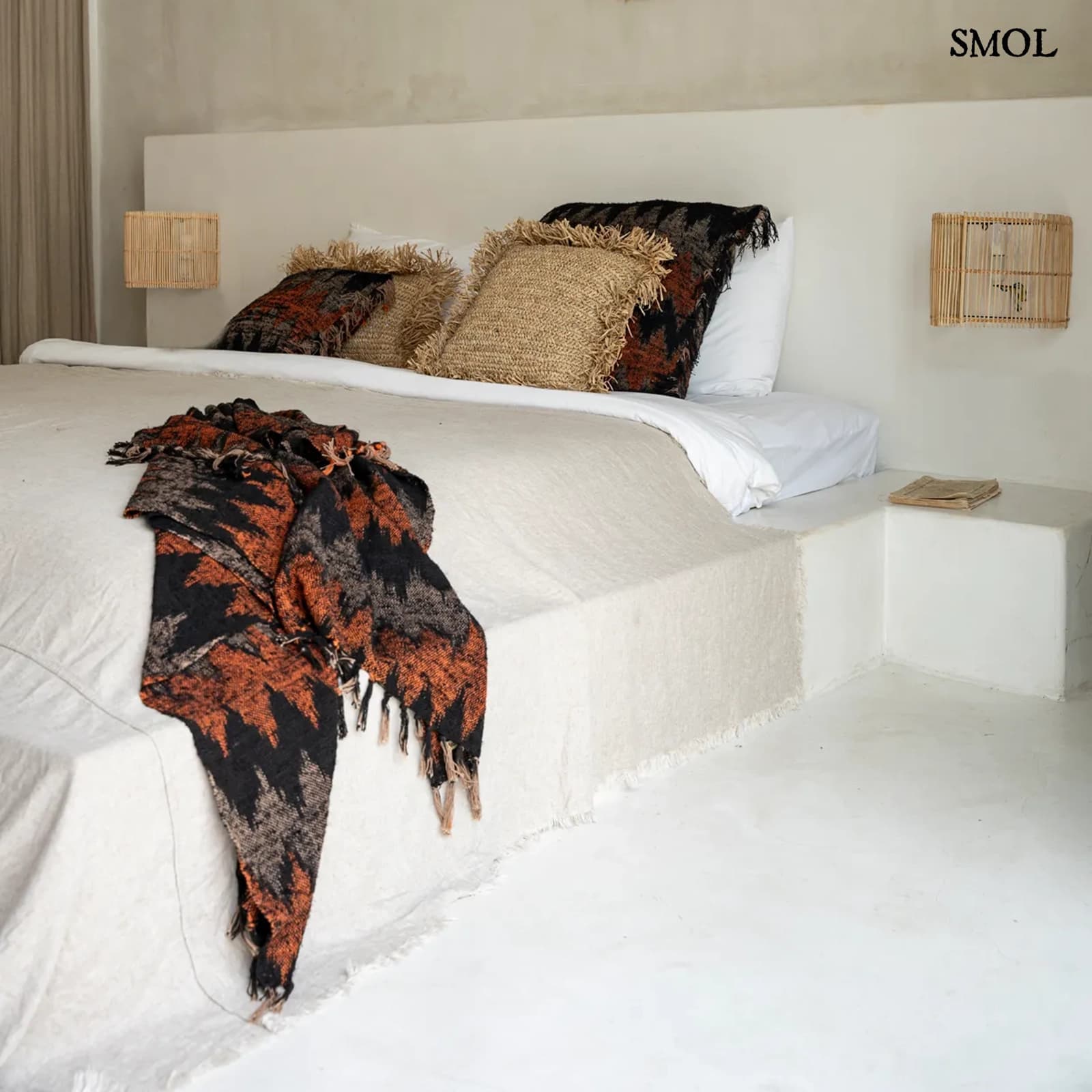 PLAID BLACK ORANGE, pamut pléd, 170x130 - smol.hu