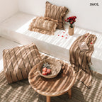 PLAID BEIGE BLACK, pamut pléd , 170x130 - smol.hu