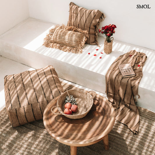 PLAID BEIGE BLACK, pamut pléd , 170x130 - smol.hu
