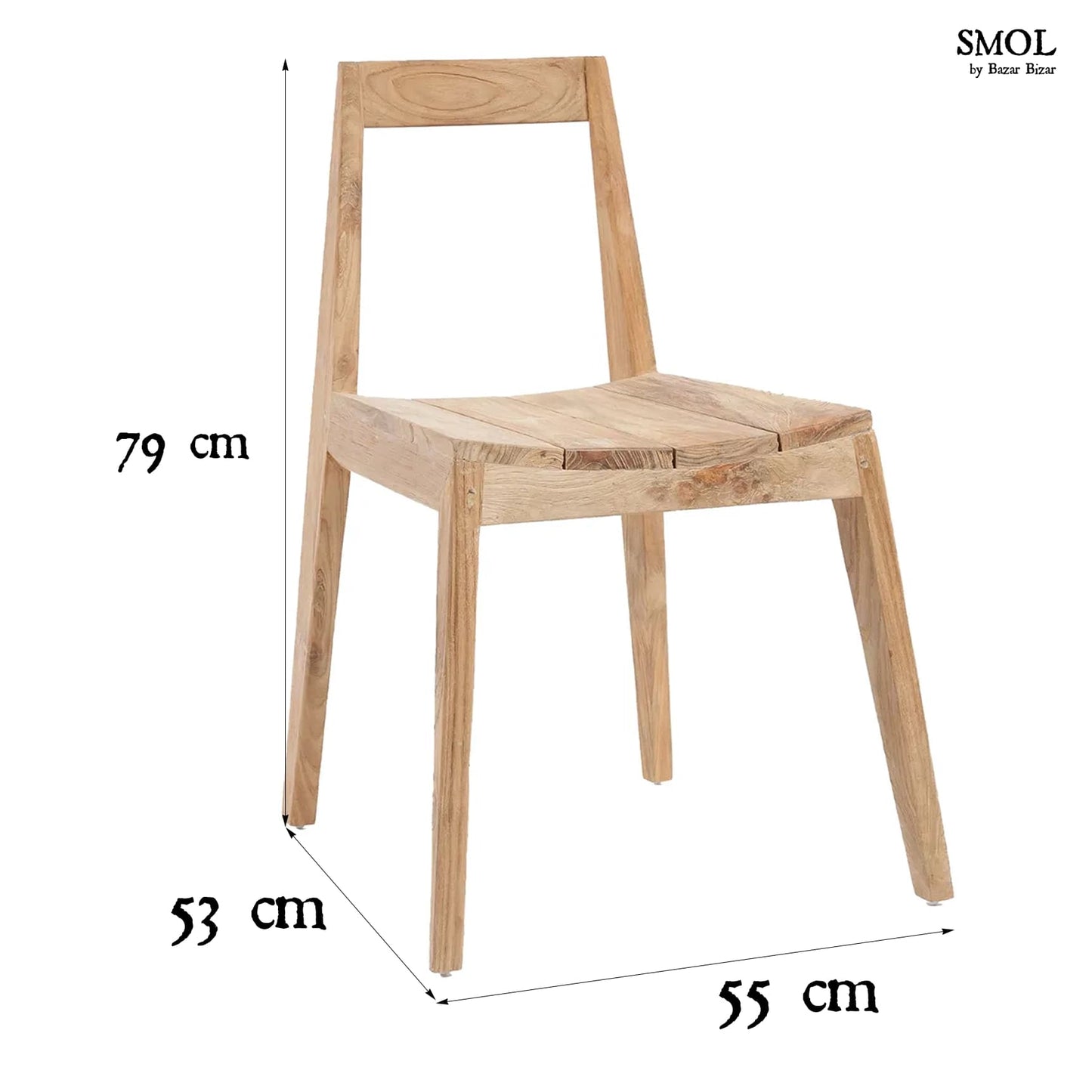 smol.hu- PAXI, natúr, fa szék, 79 cm méretekkel