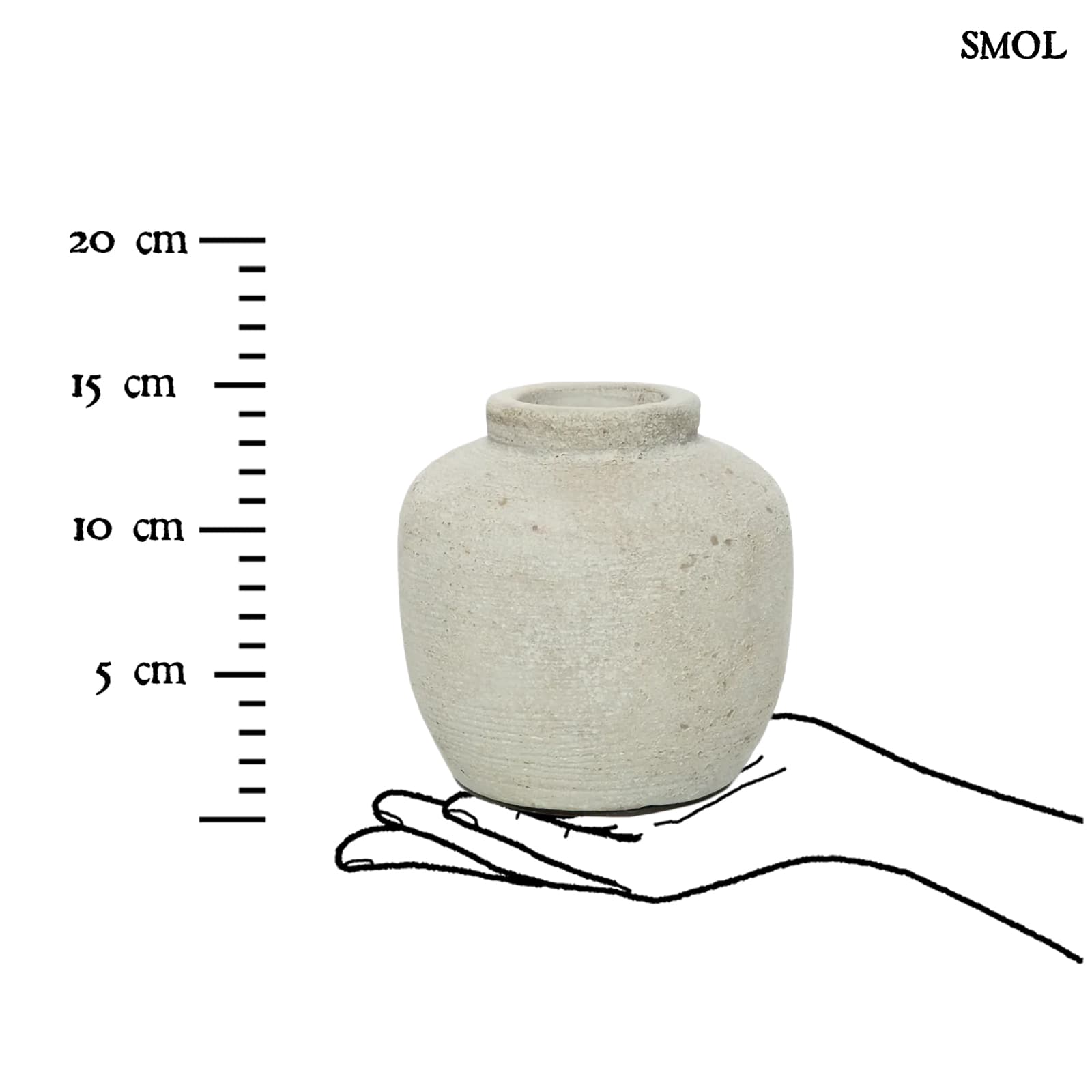 PEAKY, szürke, terrakotta váza, 14 cm - smol.hu - méretarányosan