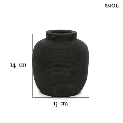 PEAKY, fekete, terrakotta váza, 14 cm - smol.hu