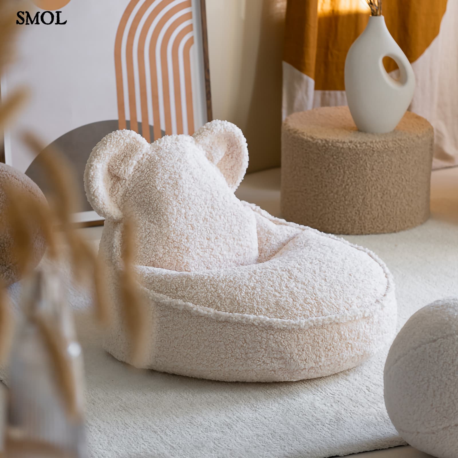 CREAM WHITE BEAR, gyerek babzsákfotel, 70x60x42 - smol.hu