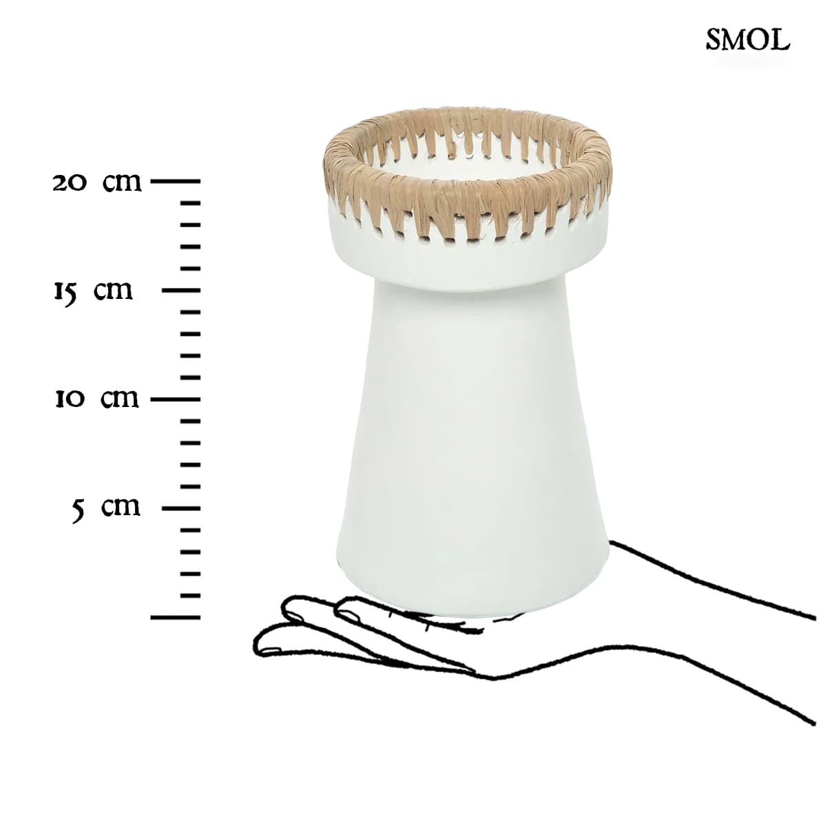 PUTU, gyertyatartó raffiával, 20 cm - smol.hu