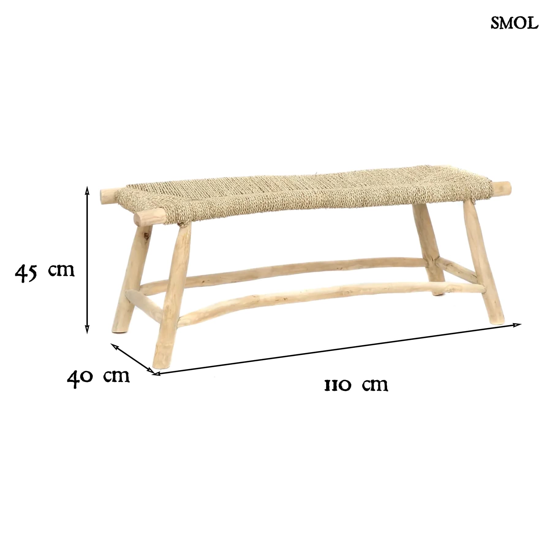 Pad - teakfa és tengerifű, 110 cm | PORTO - smol.hu - méretekkel