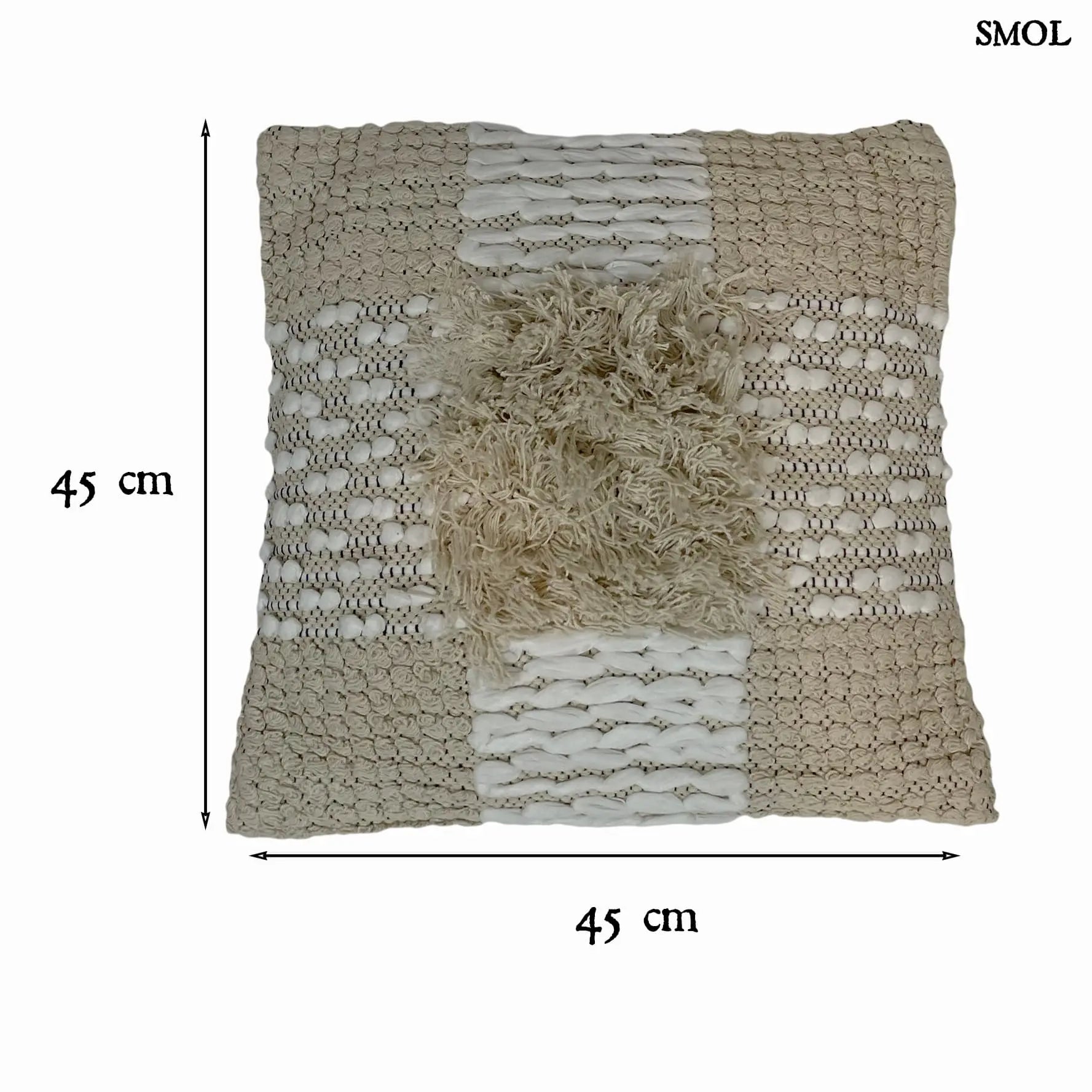 Pamut Díszpárna- fehér-natúr, 45x45 | POLA | SMOL - méretekkel