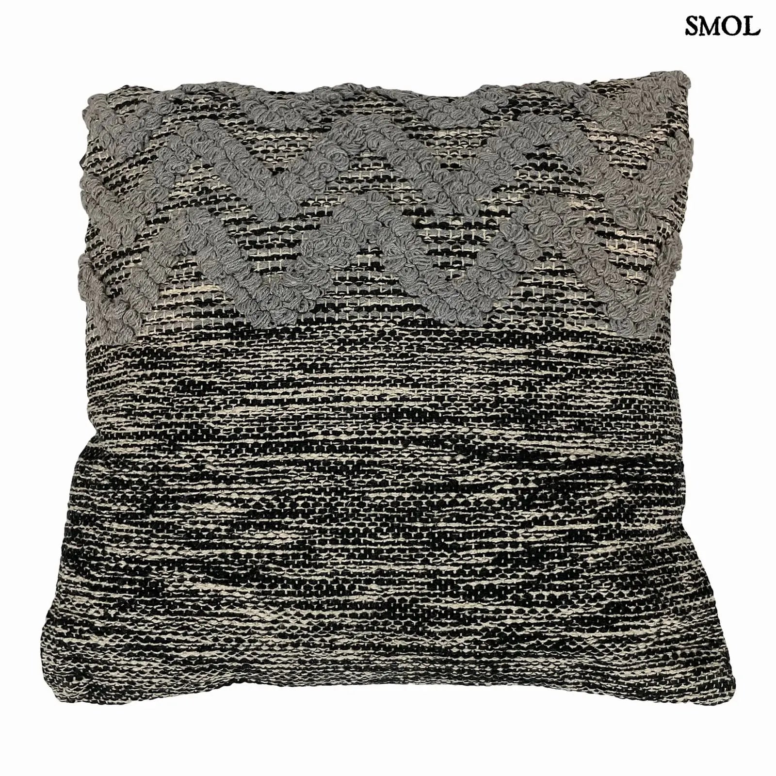 Pamut Díszpárna - fekete-szürke, 45x45 | LUTELU | SMOL - fehér háttérrel