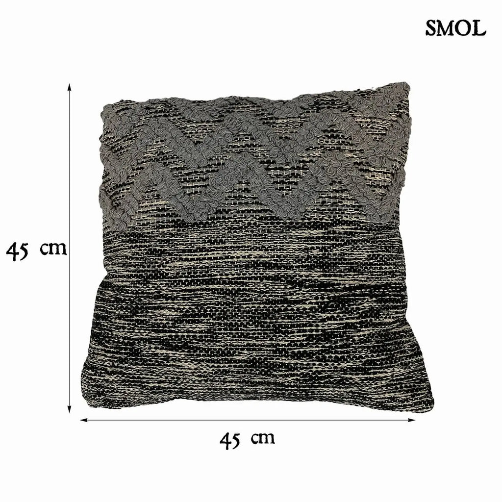 Pamut Díszpárna - fekete-szürke, 45x45 | LUTELU | SMOL - méretekkel