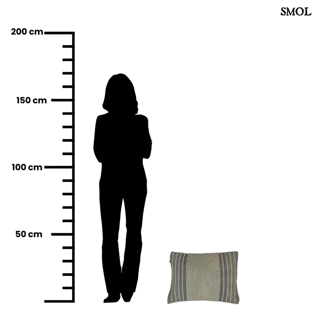 Pamut Díszpárna - szürke-natúr, 35x50 | NAAMA | SMOL - méretarányosan