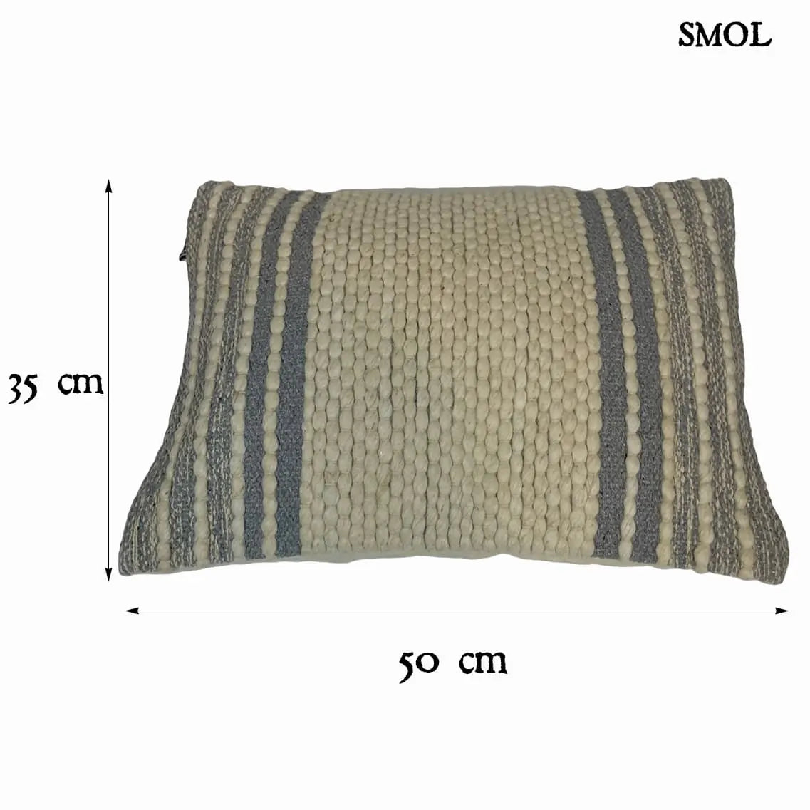 Pamut Díszpárna - szürke-natúr, 35x50 | NAAMA | SMOL - méretekkel