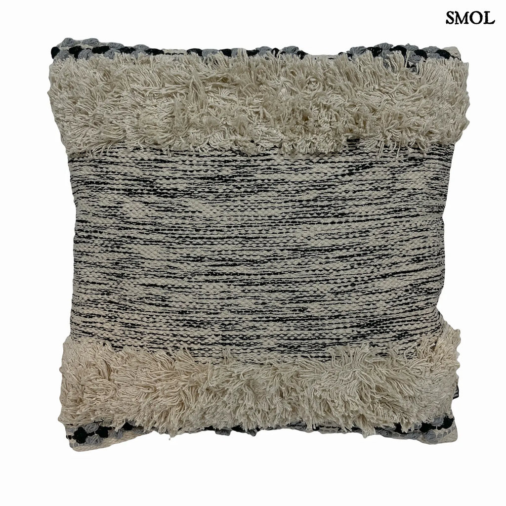 Pamut Díszpárna - szürke-natúr, 45x45 | MOIRA | SMOL - fehér háttérrel