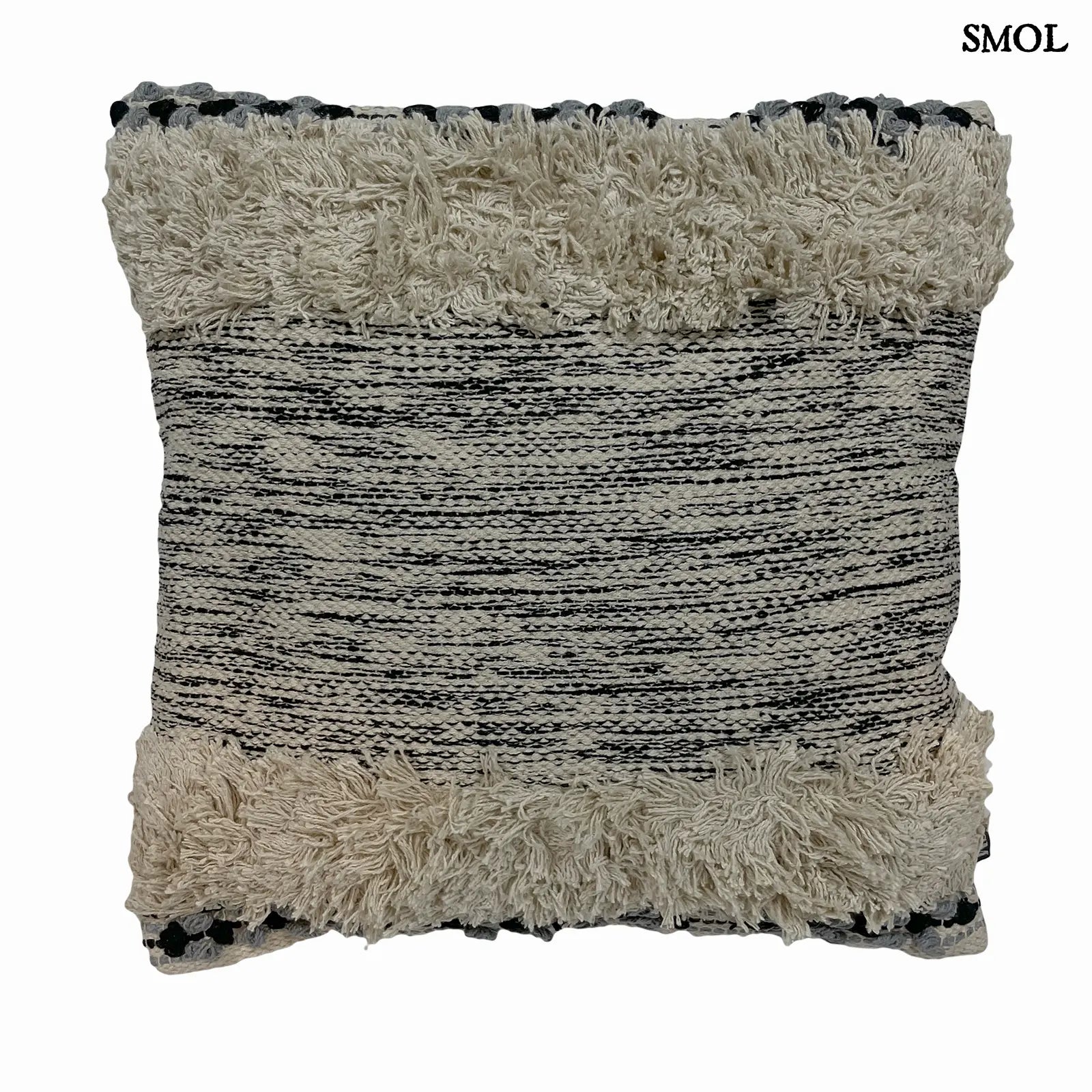 Pamut Díszpárna - szürke-natúr, 45x45 | MOIRA | SMOL - fehér háttérrel