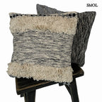 Pamut Díszpárna - szürke-natúr, 45x45 | MOIRA | SMOL - kisasztalon, párnával