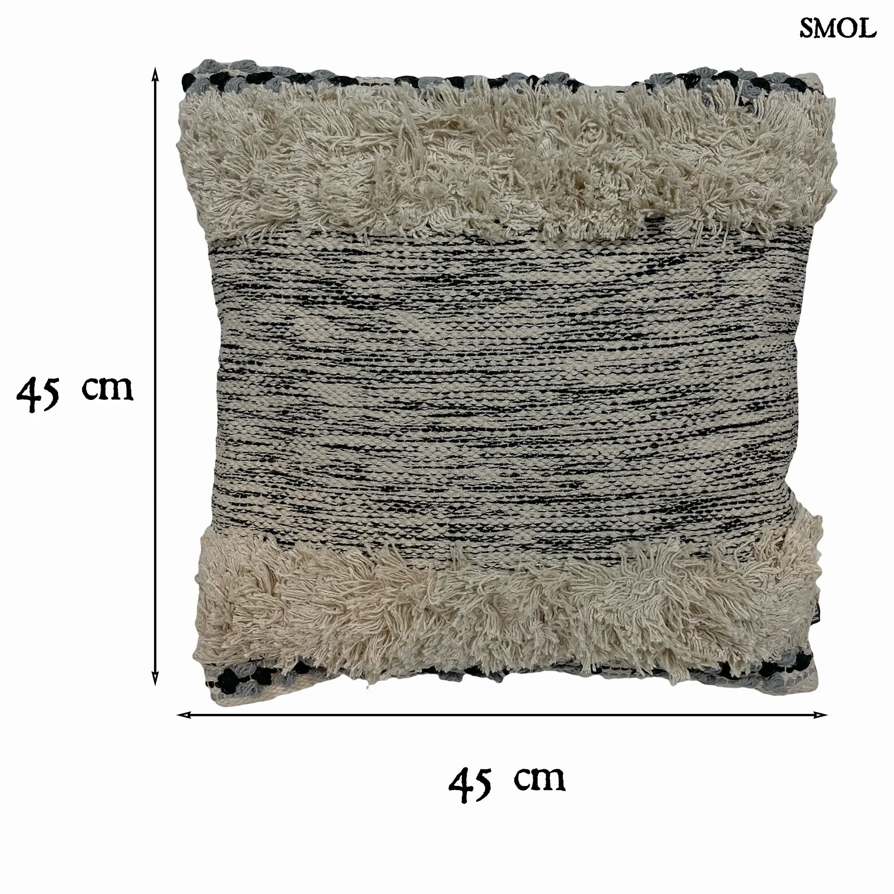 Pamut Díszpárna - szürke-natúr, 45x45 | MOIRA | SMOL - méretekkel