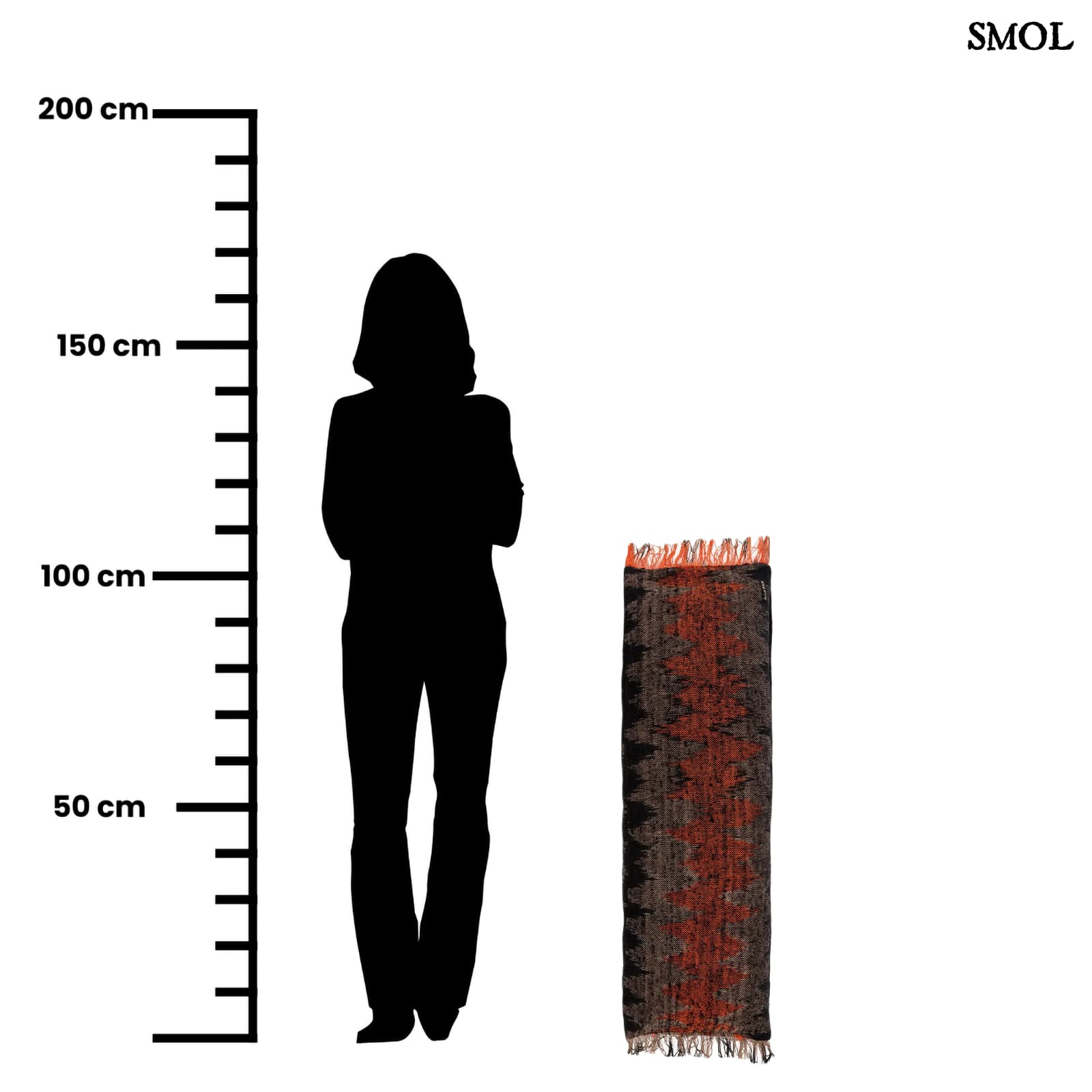 Pamut Díszpárnahuzat, 35x100 | GEE ORANGE BLACK | SMOL - méretarányosan