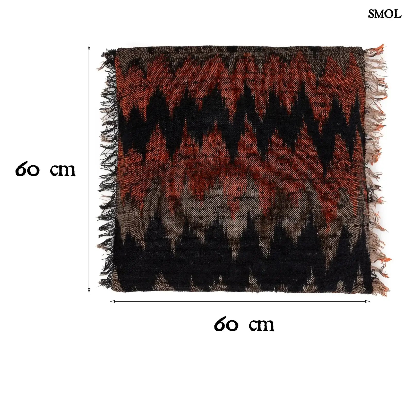 Pamut Díszpárnahuzat, 60x60 | GEE ORANGE BLACK | SMOL - méretekel