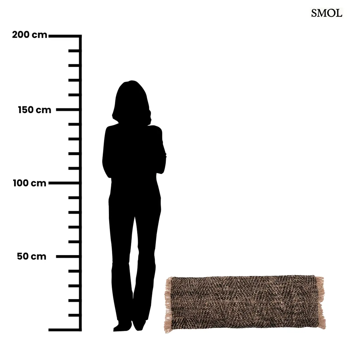 Hosszú fekete-réz pamut díszpárnahuzat absztrakt mintával, méretarányosan