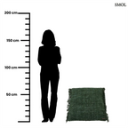 Erdőzöld, texturált pamut díszpárnahuzat rojtos szélekkel, kézzel szőtt bohém stílusban, méretarányosan