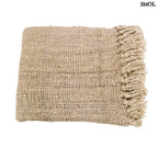 Pamut Pléd – Kézzel szőtt, bézs| PLAID | SMOL - összehajtva