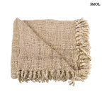 Pamut Pléd – Kézzel szőtt, bézs| PLAID | SMOL - ferdén, széthajtva