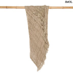 Pamut Pléd – Kézzel szőtt, bézs| PLAID | SMOL - rúdról lógatva