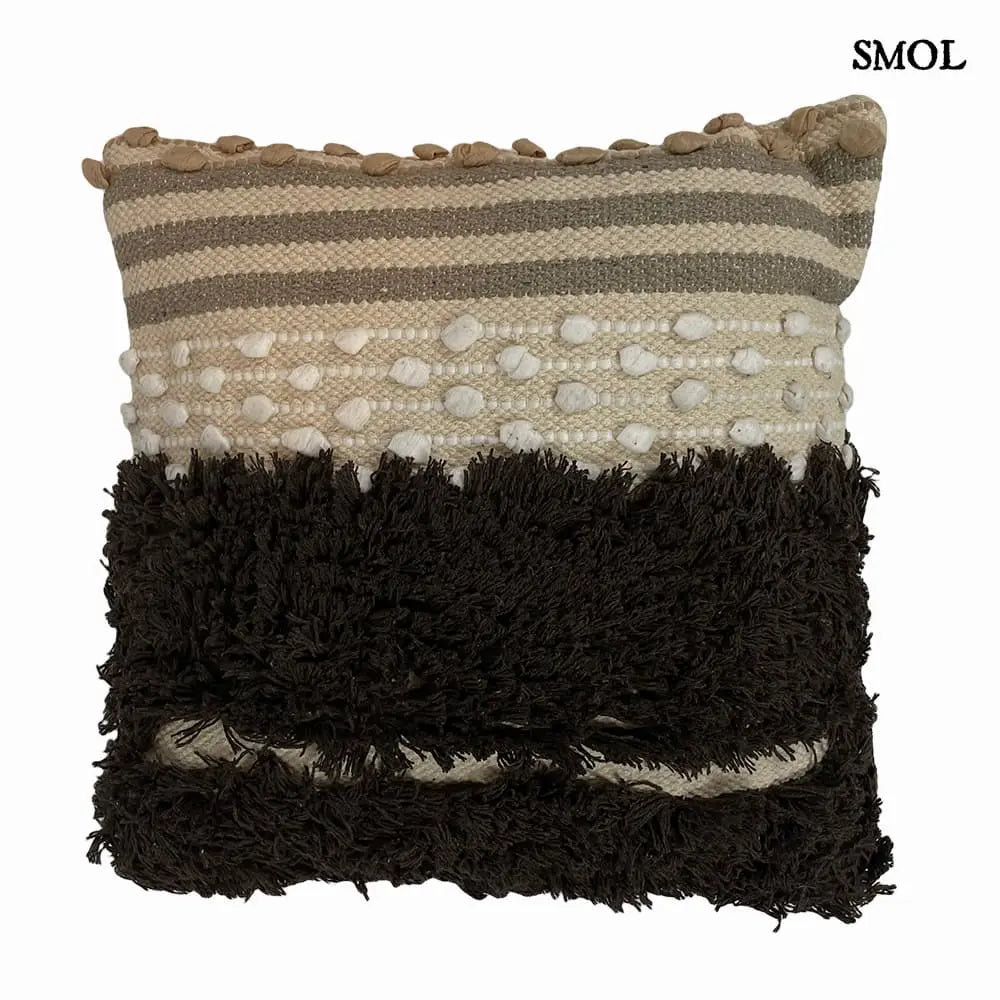 Pamut díszpárna – bézs-fekete, 45x45 | NISHA | SMOL - fehér háttérrel