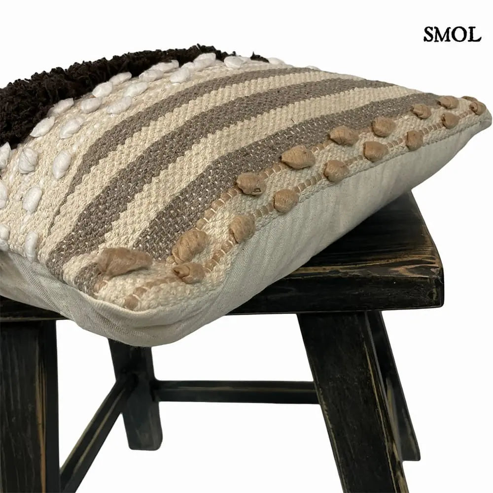 Pamut díszpárna – bézs-fekete, 45x45 | NISHA | SMOL - sarok nagyítva