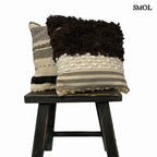 Pamut díszpárna – bézs-fekete, 45x45 | NISHA | SMOL - kisasztalon