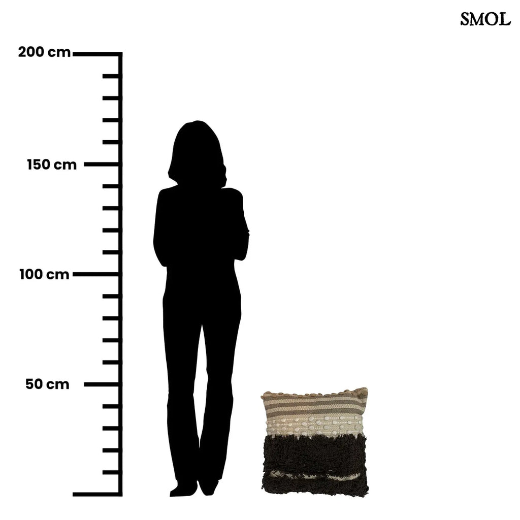 Pamut díszpárna – bézs-fekete, 45x45 | NISHA | SMOL - méretarányosan