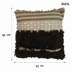 Pamut díszpárna – bézs-fekete, 45x45 | NISHA | SMOL - méretekkel