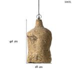 Rusztikus, földszínű papírmasé függőlámpa, méretekkel