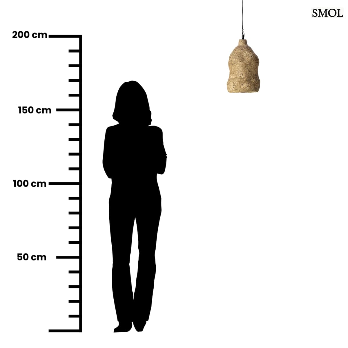 Rusztikus barna, kézzel készült papírmasé lámpabúra organikus, rücskös felülettel, méretarányosan