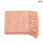 Lazacrózsaszín kézzel szőtt pamut pléd waffel textúrával, összehajtva