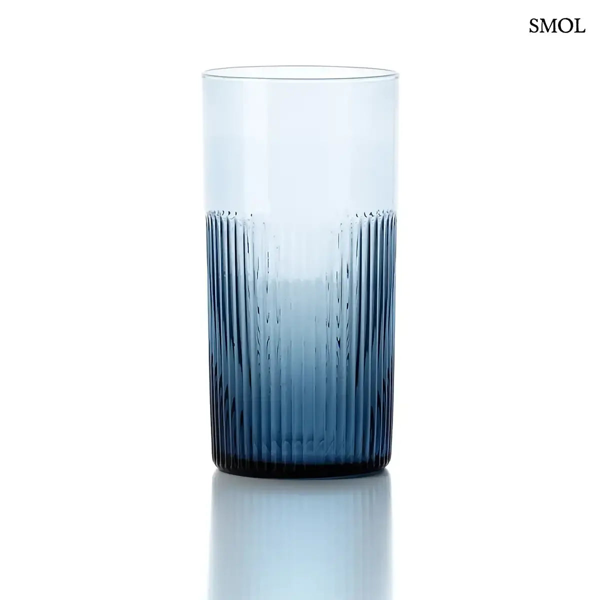 AZURE RIPPLED kék bordázott magas pohár szett 6 db, fehér háttérrel