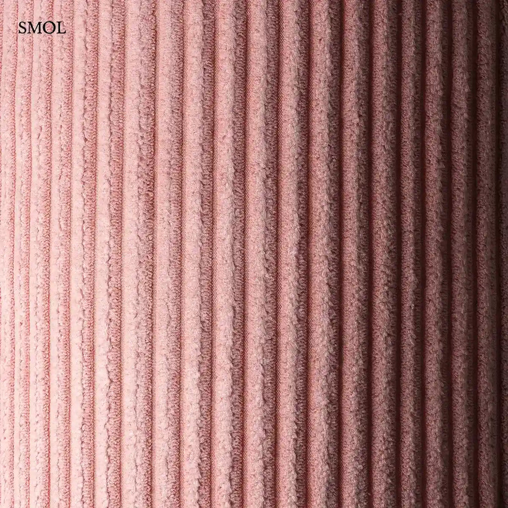 PINK MOUSSE púderrózsaszín bordás kordbársony henger puff, anyag nagyítva