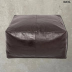 Puff Collectors, 60x60 cm, luxus nappa bőr, csokoládé barna szürke háttérrel