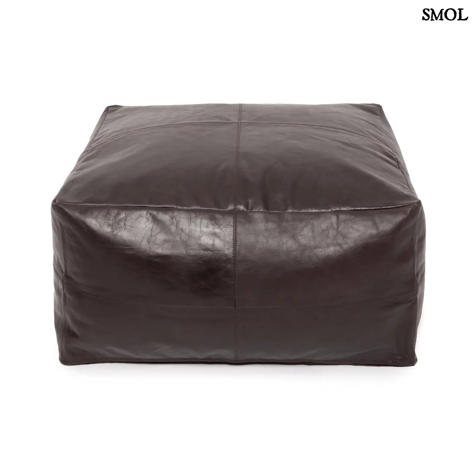Puff Collectors, 60x60 cm, luxus nappa bőr, csokoládé barna fehér háttérrel