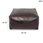 Puff Collectors, 60x60 cm, luxus nappa bőr, csokoládé barna méretekkel