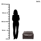 Puff Collectors, 60x60 cm, luxus nappa bőr, csokoládé barna méretarányosan