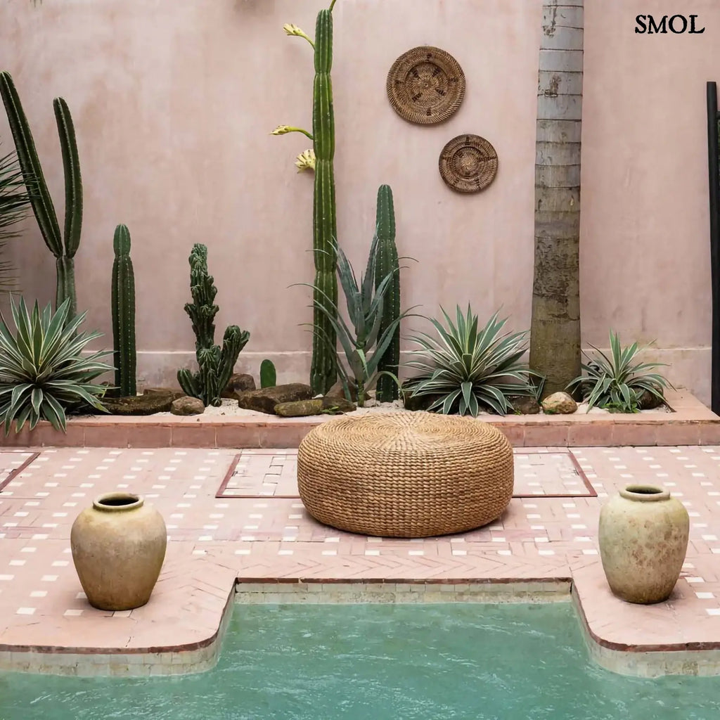 Puff vízijácintból – natúr, M | HYACINTH | SMOL - medencénél