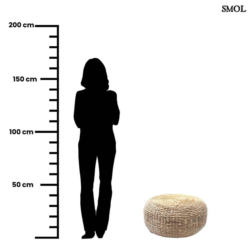 Puff vízijácintból – natúr, M | HYACINTH | SMOL - méretarányosan