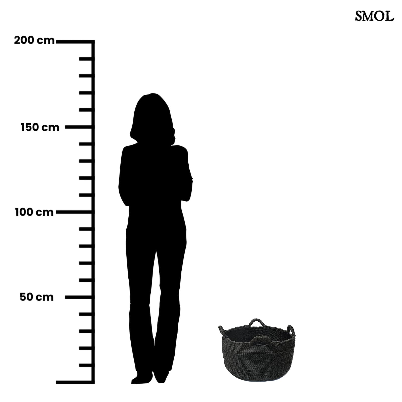 QUATRE MAINS ,fekete, 4 füles kosár, ⌀45 cm - smol.hu - méretarányosan