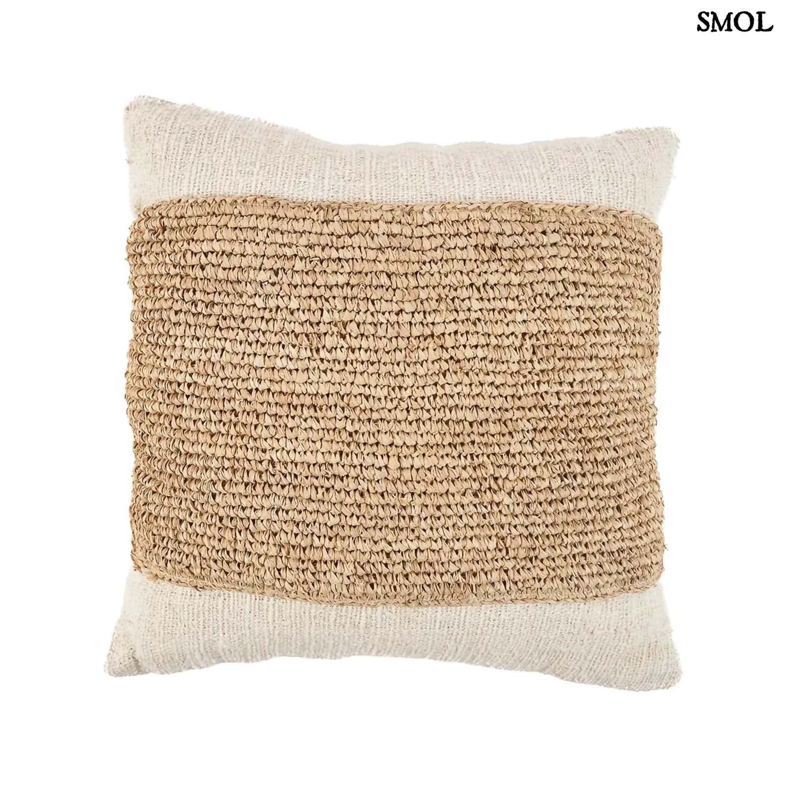 RAFFIA STAMP, pamut párnahuzat raffiával, 50x50 - smol.hu
