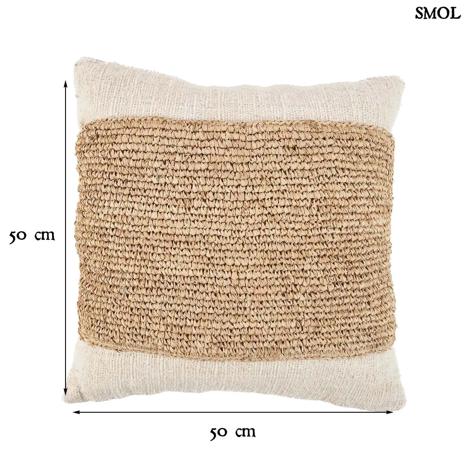 RAFFIA STAMP, pamut párnahuzat raffiával, 50x50 - smol.hu