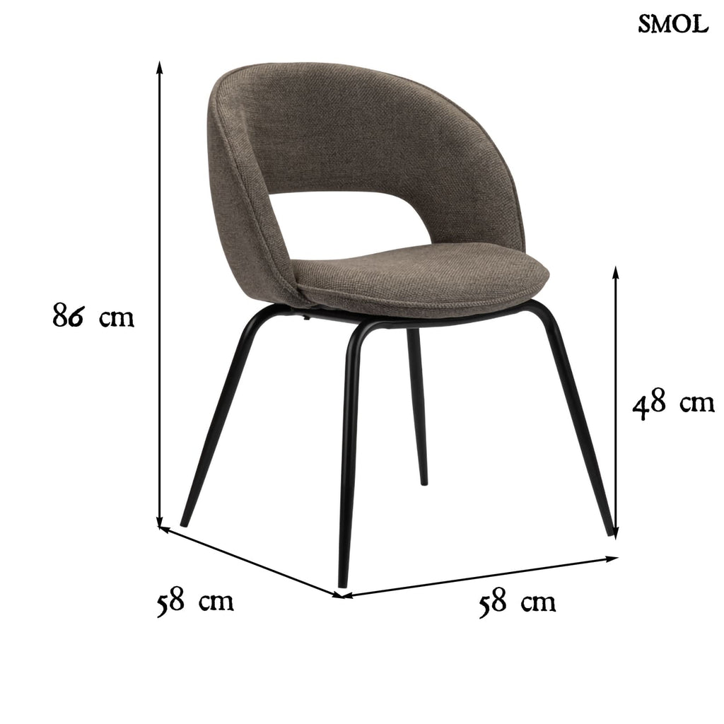 RAINBOW TAUPE, 2 db kárpitozott étkezőszék - smol.hu - méretekkel