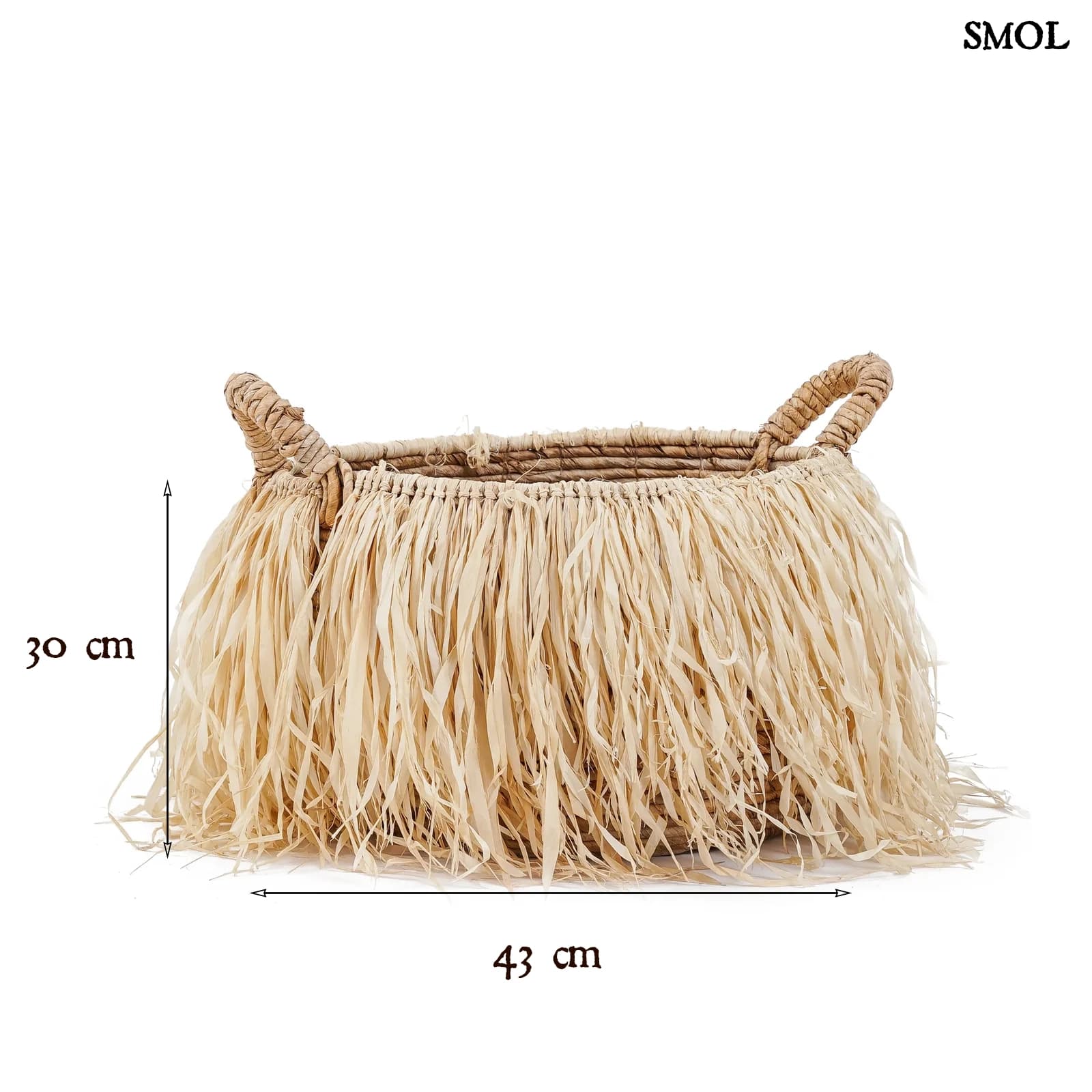 Raffia Tárolókosár, 43 cm | RAFFIA BASKET - smol.hu - méretekkel